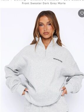 White Fox Core Classic 1/4 Zip Marled Heather Gray Like New!